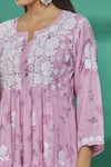 The Chikankarists_Purple Modal Cotton Tiered Chikankari A-line Kurta_at_Aza_Fashions