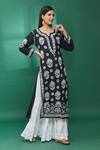 The Chikankarists_White Modal Cotton Floral Chikankari Sharara_Online_at_Aza_Fashions