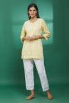 Shop_The Chikankarists_Yellow Cotton Chikankari Kurta_Online_at_Aza_Fashions