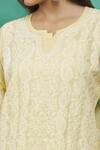The Chikankarists_Yellow Cotton Chikankari Kurta_at_Aza_Fashions