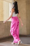 Shop_Style Junkiie_Pink Satin Solid Cargo Pant _at_Aza_Fashions