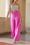 Shop_Style Junkiie_Pink Satin Solid Cargo Pant _Online_at_Aza_Fashions