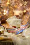 Buy_Yassio_Blue Embroidered Eleanor Chevron Juttis _at_Aza_Fashions