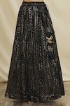 Samyukta Singhania_Black Blouse Chinon Embellished Sequin V Neck Waves Work Lehenga Set_at_Aza_Fashions