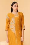 Divi by sonal khandelwal_Yellow Pure Chanderi Embroidery Zari Round Tunic And Pant Set _Online_at_Aza_Fashions