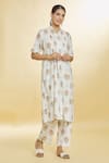 Buy Naintara Bajaj White Cotton Collared Floral Block Kurta With Palazzo Online at Aza Fashions Buy_Naintara Bajaj_White Cotton Collared Floral Block Kurta With Palazzo _Online_at_Aza_Fashions