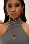 Shop_ISHARYA_Multi Color Mirror Stan Embellished Interlink Choker_at_Aza_Fashions