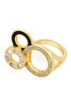 Buy_Isharya_Multi Color Mirror, Cubic Zirconia Stan Circle Ring_at_Aza_Fashions