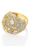 Buy_Isharya_Gold Plated Mirror, Cubic Zirconia Stan Statement Ring - Single Pc_at_Aza_Fashions