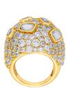 Isharya_Gold Plated Mirror, Cubic Zirconia Stan Statement Ring - Single Pc_Online_at_Aza_Fashions