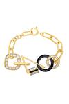 Buy_Isharya_Gold Plated Mirror, Cubic Zirconia Stan Abstract Link Bracelet - Single Pc_at_Aza_Fashions
