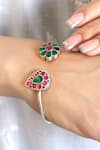 Buy_Noor_Silver Plated Diamonds, Stones Floral And Teardrop Kundan Bangle _at_Aza_Fashions