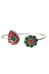 Buy_Noor_Silver Plated Diamonds, Stones Floral And Teardrop Kundan Bangle _Online_at_Aza_Fashions