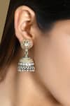 Buy_Noor_Silver Plated Ghungroo Bead Floral Design Jhumki Earrings _at_Aza_Fashions