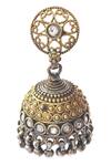 Noor_Silver Plated Ghungroo Bead Floral Design Jhumki Earrings _Online_at_Aza_Fashions