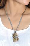 Buy_Noor_Silver Plated Floral Design Pendant Chain Necklace _at_Aza_Fashions