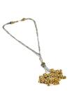 Shop_Noor_Silver Plated Floral Design Pendant Chain Necklace _at_Aza_Fashions