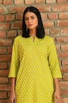 Buy_NUHH_Green Pure Cotton Print Floral Motif Joy Of The Sun Kurta Pant Set  _Online_at_Aza_Fashions