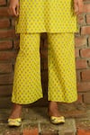 Shop_NUHH_Green Pure Cotton Print Floral Motif Joy Of The Sun Kurta Pant Set  _Online_at_Aza_Fashions