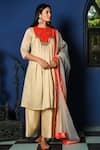 Buy_NUHH_Beige Day To Dusk Chanderi Kurta Pant Set _at_Aza_Fashions