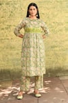 Buy_NUHH_Green Cotton Aam Panna Floral Pattern Kurta Pant Set_at_Aza_Fashions