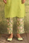 NUHH_Green Cotton Aam Panna Floral Pattern Kurta Pant Set _Online_at_Aza_Fashions