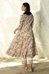 Shop_NUHH_Off White Cotton Embroidery Round Neck Flower Pattern Anarkali Pant Set _at_Aza_Fashions
