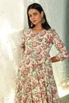 Buy_NUHH_Off White Cotton Embroidery Round Neck Flower Pattern Anarkali Pant Set _Online_at_Aza_Fashions