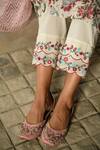 Shop_NUHH_Off White Cotton Embroidery Round Neck Flower Pattern Anarkali Pant Set _Online_at_Aza_Fashions