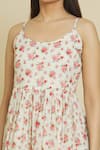 Samyukta Singhania_White Cotton Round Neck Floral Print Dress _at_Aza_Fashions