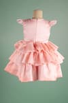 Shop_Ba Ba Baby clothing co_Pink Satin Art Organza Embellished Budding Tulip Dress With Bow Hair Clip_at_Aza_Fashions