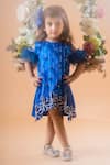 Buy_Toplove_Blue Satin, Kota Doria Beads, A-line Florence Dress With Hair Accessory _at_Aza_Fashions