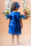 Shop_Toplove_Blue Satin, Kota Doria Beads, A-line Florence Dress With Hair Accessory _at_Aza_Fashions