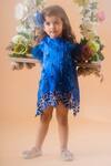 Toplove_Blue Satin, Kota Doria Beads, A-line Florence Dress With Hair Accessory _Online_at_Aza_Fashions