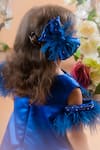Buy_Toplove_Blue Satin, Kota Doria Beads, A-line Florence Dress With Hair Accessory 
