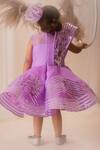 Shop_Toplove_Purple Organza, Kota Doria, 3d Leaf Embellished Dress With Hair Accessory _at_Aza_Fashions