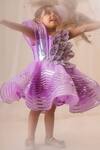 Shop_Toplove_Purple Organza, Kota Doria, 3d Leaf Embellished Dress With Hair Accessory _Online_at_Aza_Fashions