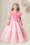 Buy_Toplove_Pink Organza, Net, Kota Doria Sequins, Butterfly Bliss Gown With Hair Band _at_Aza_Fashions