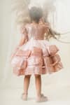 Shop_Toplove_Gold Net, Kota Doria, Taffeta Sequins, Pearls Bow Layered Dress With Hair Band _at_Aza_Fashions