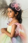 Toplove_Multi Color Net, Tulle, Taffeta Pearls, Rainbow Dress With Hair Accessory _Online_at_Aza_Fashions