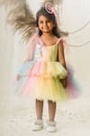 Buy_Toplove_Multi Color Net, Tulle, Taffeta Pearls, Rainbow Dress With Hair Accessory _Online_at_Aza_Fashions
