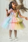 Buy_Toplove_Multi Color Net, Tulle, Taffeta Pearls, Rainbow Dress With Hair Accessory 