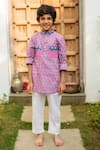 Buy_PlumCheeks_Purple Cotton Print Floral Hand Block Kurta With Pant  _at_Aza_Fashions