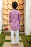 Shop_PlumCheeks_Purple Cotton Print Floral Hand Block Kurta With Pant  _at_Aza_Fashions