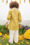 Shop_PlumCheeks_Yellow Cotton Print Sunshine Floral Kurta With Pant  _at_Aza_Fashions