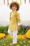 Buy_PlumCheeks_Yellow Cotton Print Sunshine Floral Kurta With Pant  _Online_at_Aza_Fashions