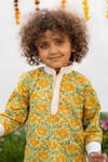 PlumCheeks_Yellow Cotton Print Sunshine Floral Kurta With Pant  _at_Aza_Fashions