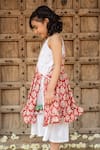 PlumCheeks_Red Cotton Hand Block Print Floral Layered Dress  _Online_at_Aza_Fashions