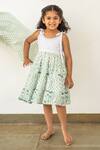 Buy_PlumCheeks_Blue Cotton Hand Block Print Lotus Sundress  _at_Aza_Fashions