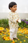 Shop_PlumCheeks_Yellow Cotton Hand Block Print Marigold Kurta Pant Jamna Set  